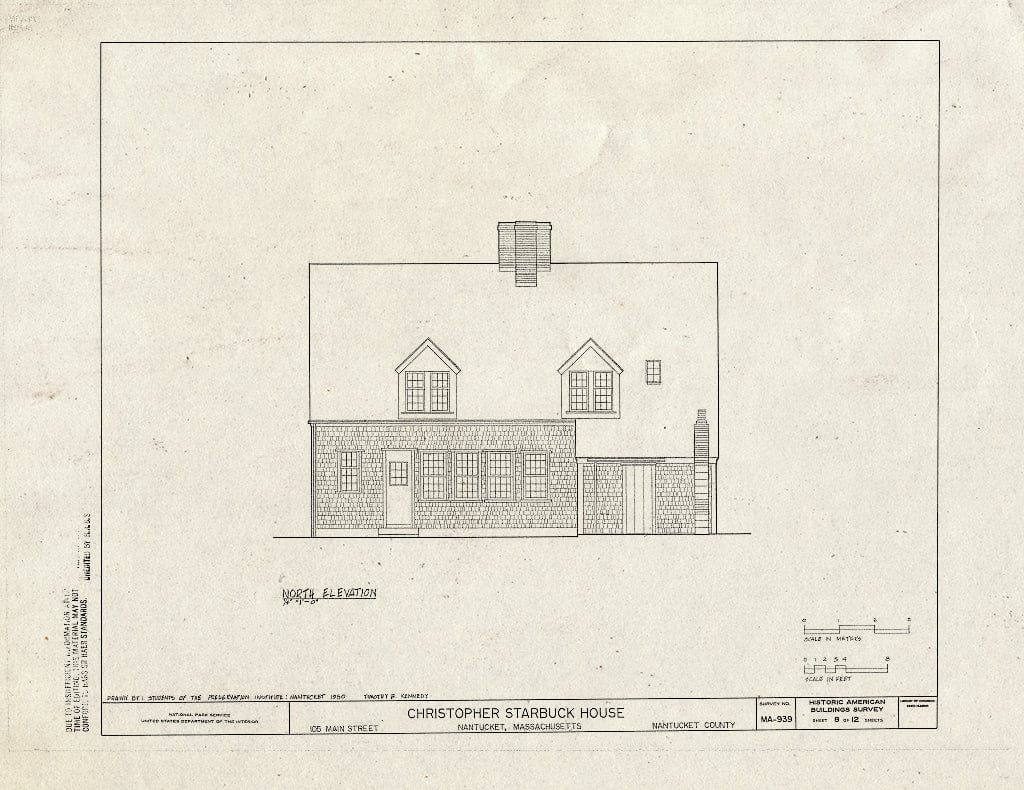 Blueprint HABS Mass,10-NANT,55- (Sheet 8 of 12) - Christopher Starbuck House, 105 Main Street, Nantucket, Nantucket County, MA
