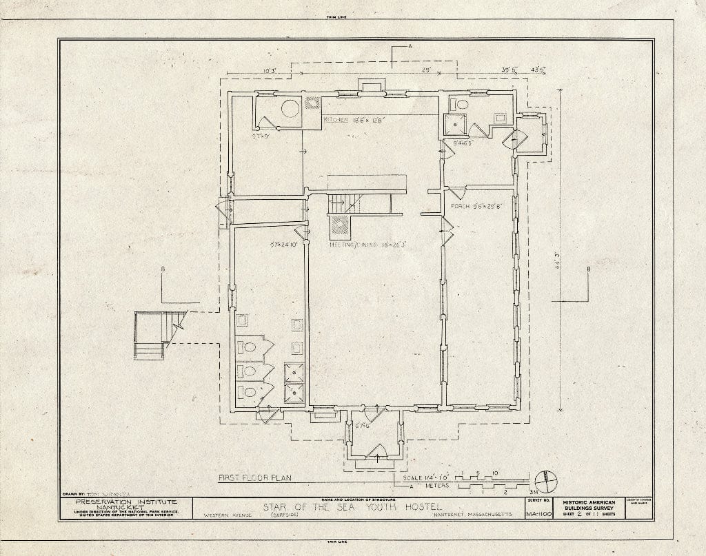 Blueprint HABS Mass,10-NANT,85- (Sheet 2 of 11) - Star of The Sea Youth Hostel, Western Avenue, Nantucket, Nantucket County, MA
