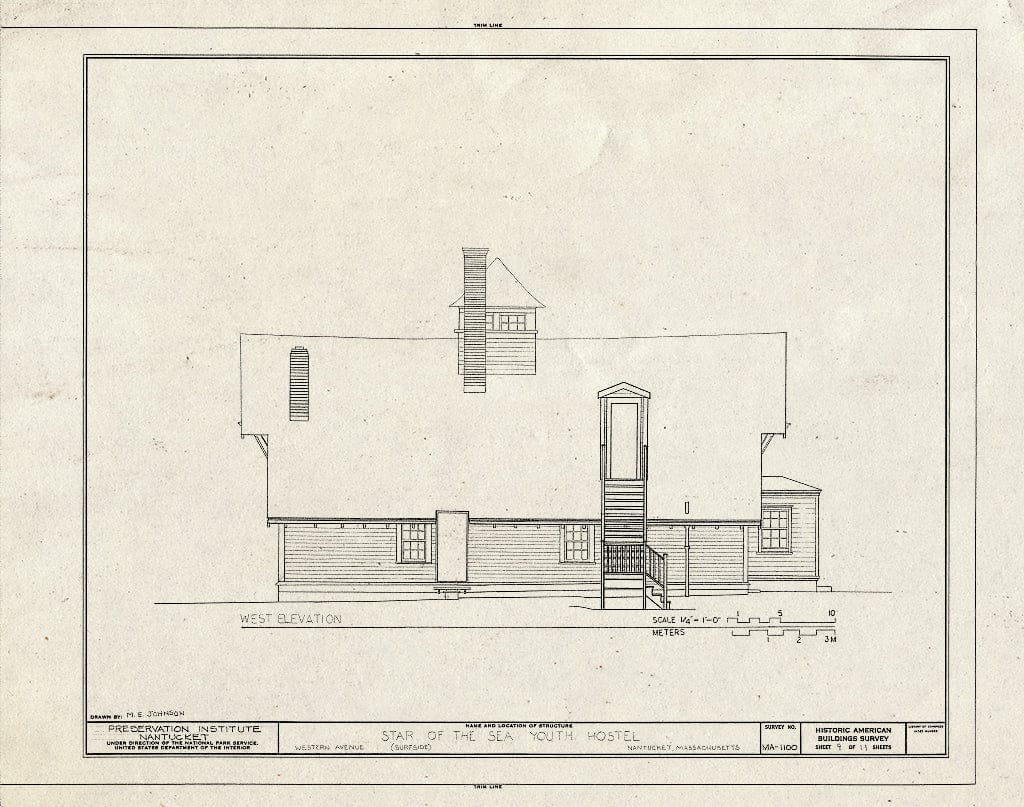 Blueprint HABS Mass,10-NANT,85- (Sheet 9 of 11) - Star of The Sea Youth Hostel, Western Avenue, Nantucket, Nantucket County, MA