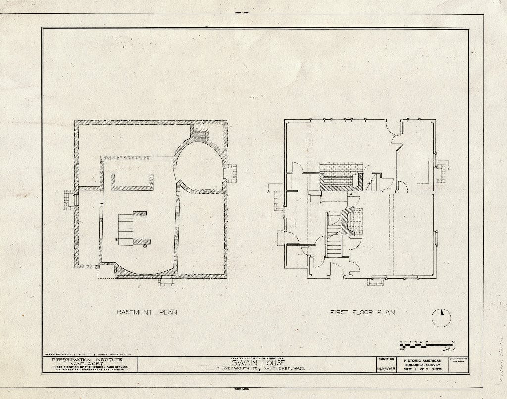 Blueprint HABS Mass,10-NANT,87- (Sheet 1 of 5) - Swain House, 3 Weymouth Street, Nantucket, Nantucket County, MA