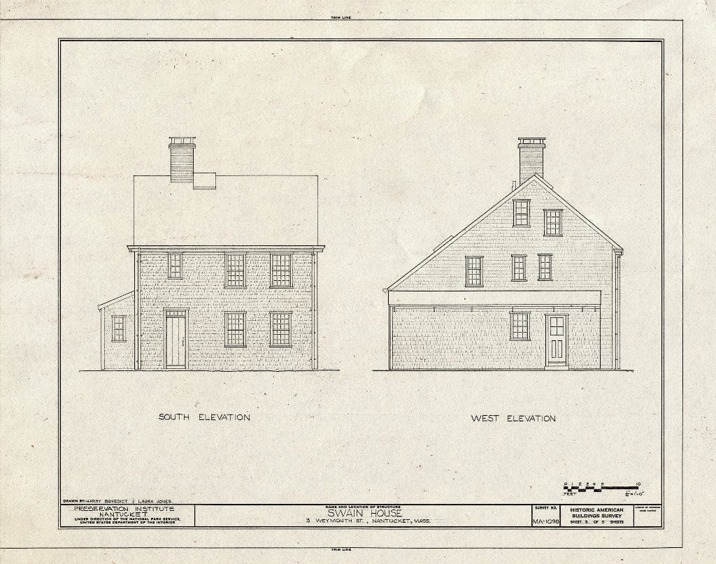 Blueprint HABS Mass,10-NANT,87- (Sheet 3 of 5) - Swain House, 3 Weymouth Street, Nantucket, Nantucket County, MA