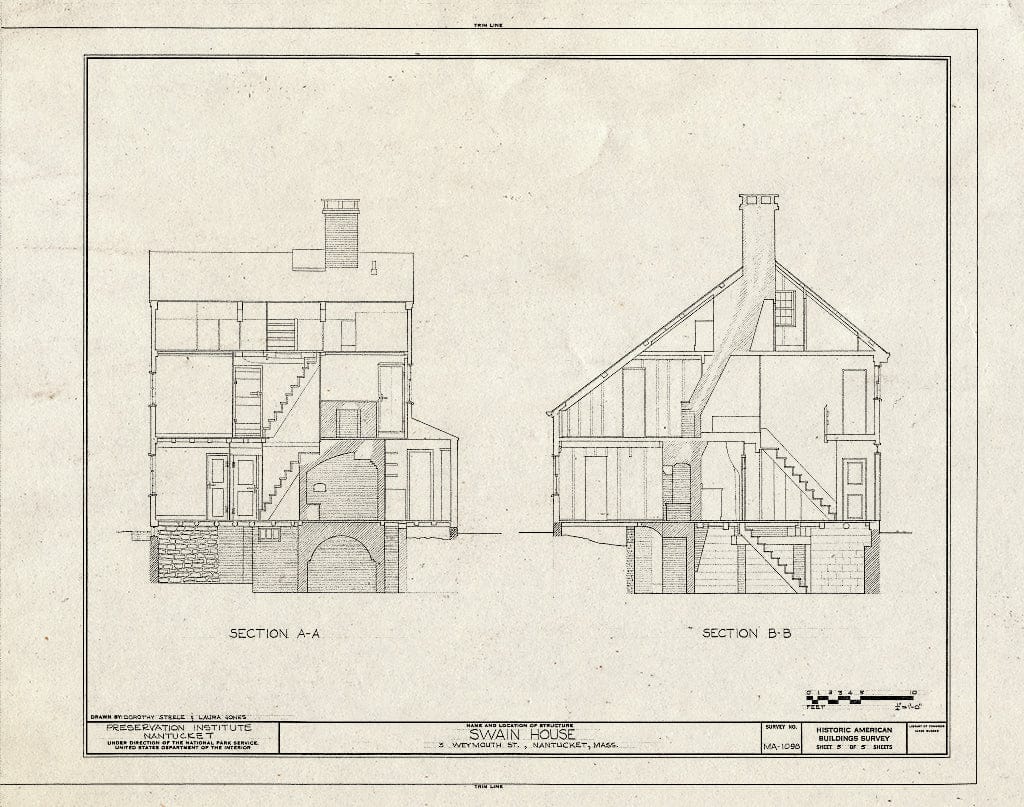 Blueprint HABS Mass,10-NANT,87- (Sheet 5 of 5) - Swain House, 3 Weymouth Street, Nantucket, Nantucket County, MA