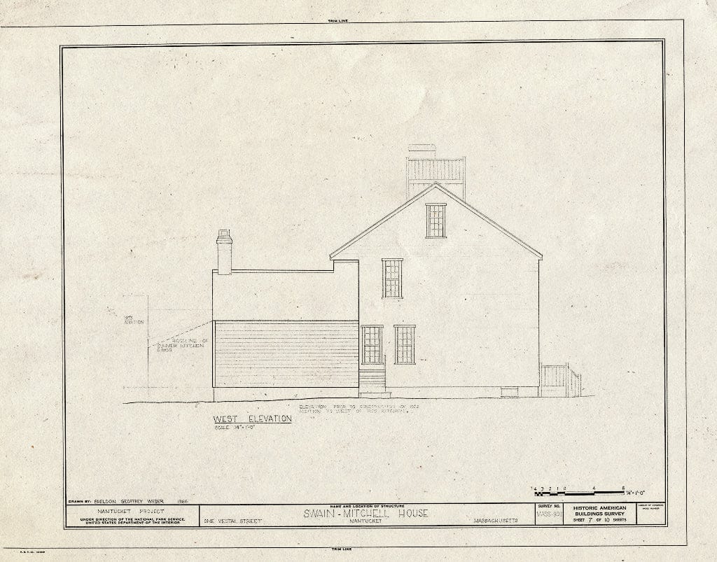 Blueprint HABS Mass,10-NANT,25- (Sheet 7 of 10) - Swain-Mitchell House, 1 Vestal Street, Nantucket, Nantucket County, MA