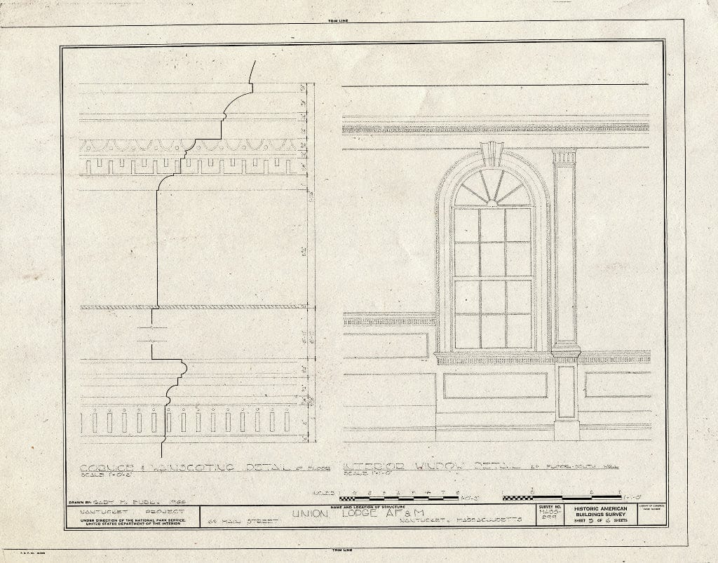 Blueprint HABS Mass,10-NANT,23- (Sheet 5 of 6) - F. & A.M. Union Lodge, 63 Main Street, Nantucket, Nantucket County, MA