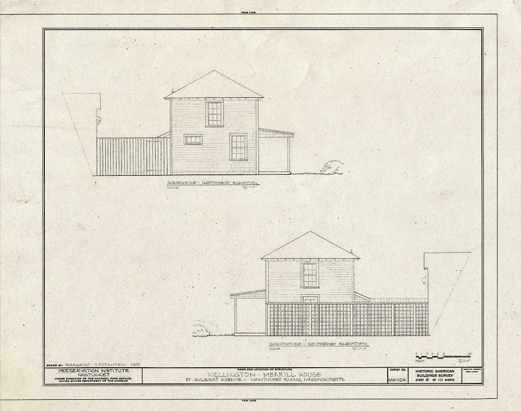Blueprint HABS Mass,10-NANT,88- (Sheet 8 of 10) - Wellington-Merrill House, 27 Hulbert Avenue, Nantucket, Nantucket County, MA