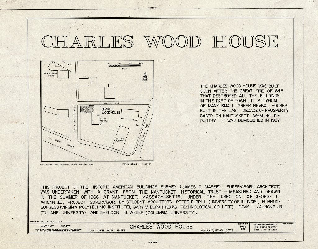Blueprint HABS Mass,10-NANT,22- (Sheet 1 of 5) - Charles Wood House, 1 North Water Street, Nantucket, Nantucket County, MA