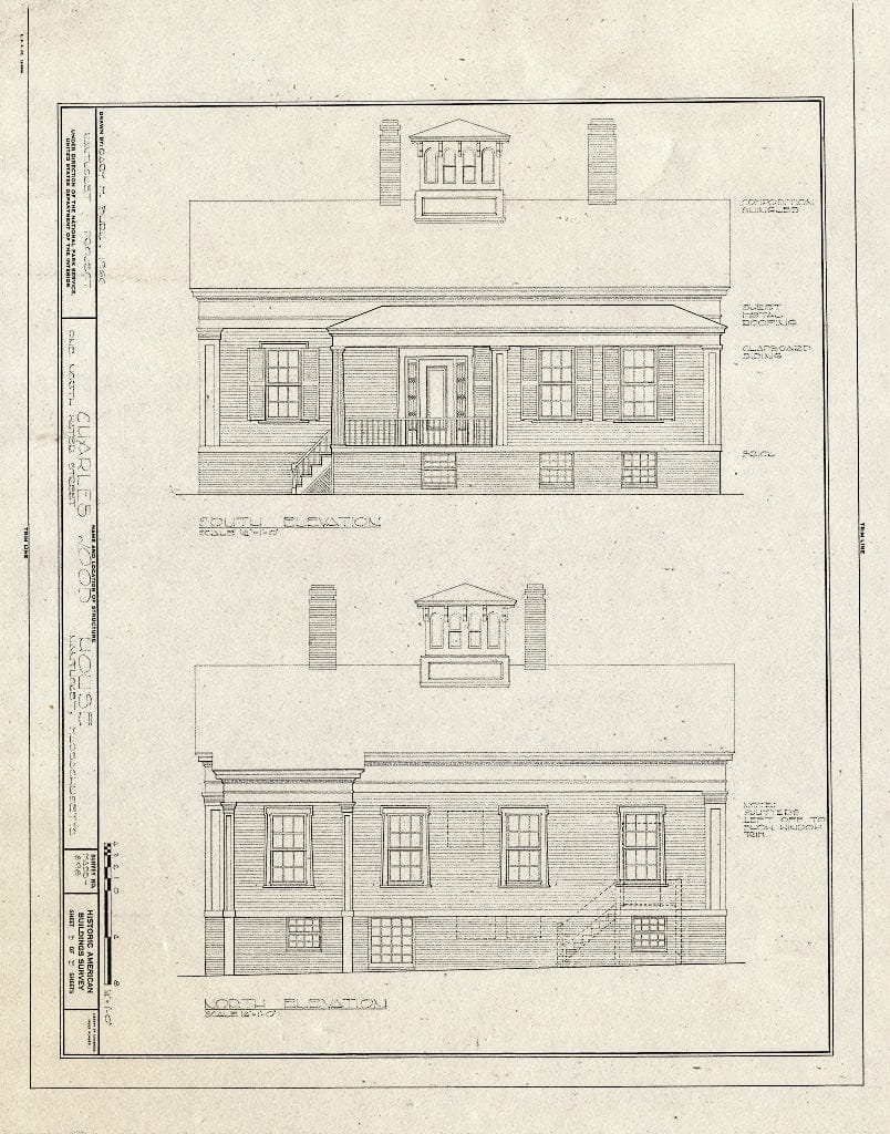 Blueprint HABS Mass,10-NANT,22- (Sheet 3 of 5) - Charles Wood House, 1 North Water Street, Nantucket, Nantucket County, MA