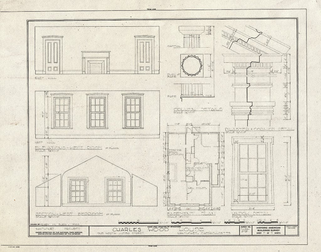 Blueprint HABS Mass,10-NANT,22- (Sheet 5 of 5) - Charles Wood House, 1 North Water Street, Nantucket, Nantucket County, MA