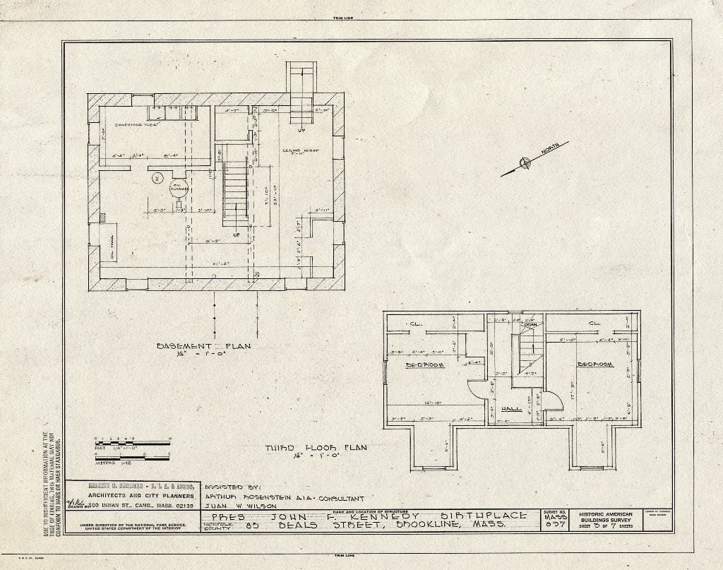 Blueprint HABS Mass,11-Brok,7- (Sheet 3 of 7) - John Fitzgerald Kennedy Birthplace, 83 Beals Street, Brookline, Norfolk County, MA