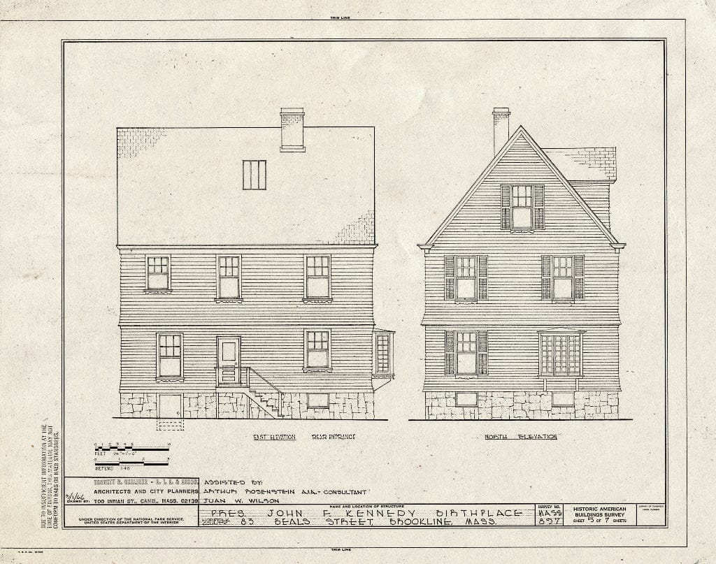 Blueprint HABS Mass,11-Brok,7- (Sheet 5 of 7) - John Fitzgerald Kennedy Birthplace, 83 Beals Street, Brookline, Norfolk County, MA