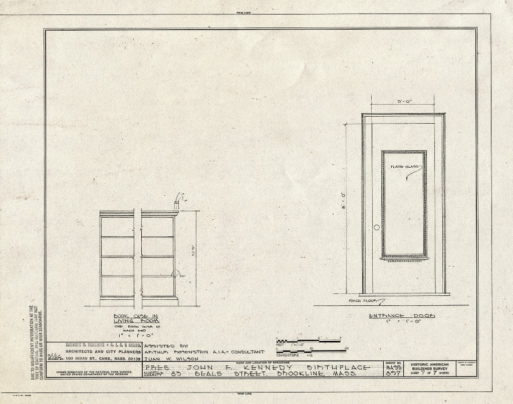 Blueprint HABS Mass,11-Brok,7- (Sheet 7 of 7) - John Fitzgerald Kennedy Birthplace, 83 Beals Street, Brookline, Norfolk County, MA
