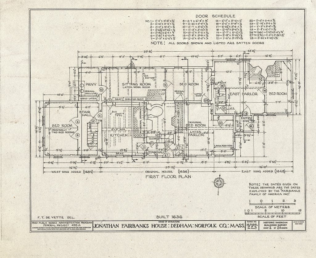 Blueprint HABS Mass,11-DED,1- (Sheet 2 of 24) - Jonathan Fairbanks House, 511 East Street, Dedham, Norfolk County, MA