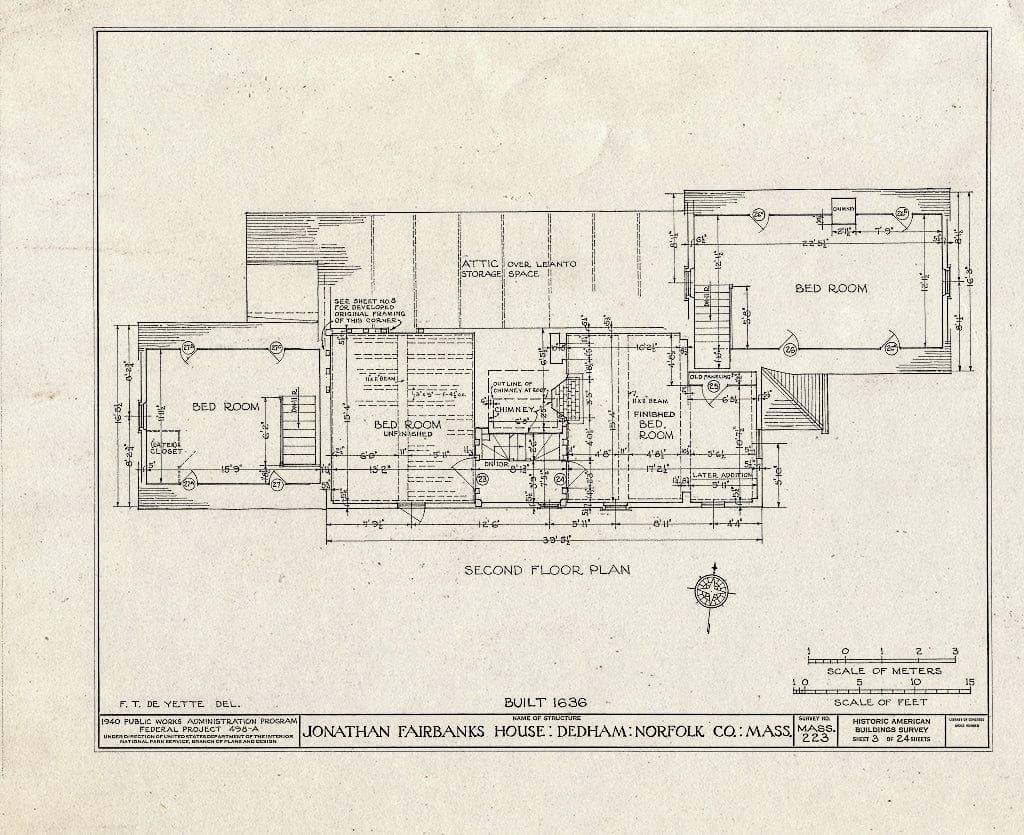 Blueprint HABS Mass,11-DED,1- (Sheet 3 of 24) - Jonathan Fairbanks House, 511 East Street, Dedham, Norfolk County, MA