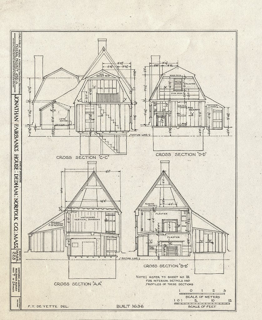 Blueprint HABS Mass,11-DED,1- (Sheet 7 of 24) - Jonathan Fairbanks House, 511 East Street, Dedham, Norfolk County, MA