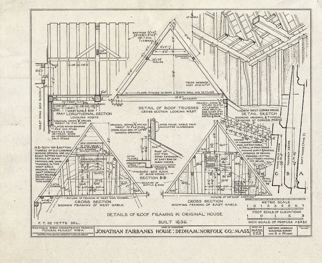 Blueprint HABS Mass,11-DED,1- (Sheet 8 of 24) - Jonathan Fairbanks House, 511 East Street, Dedham, Norfolk County, MA