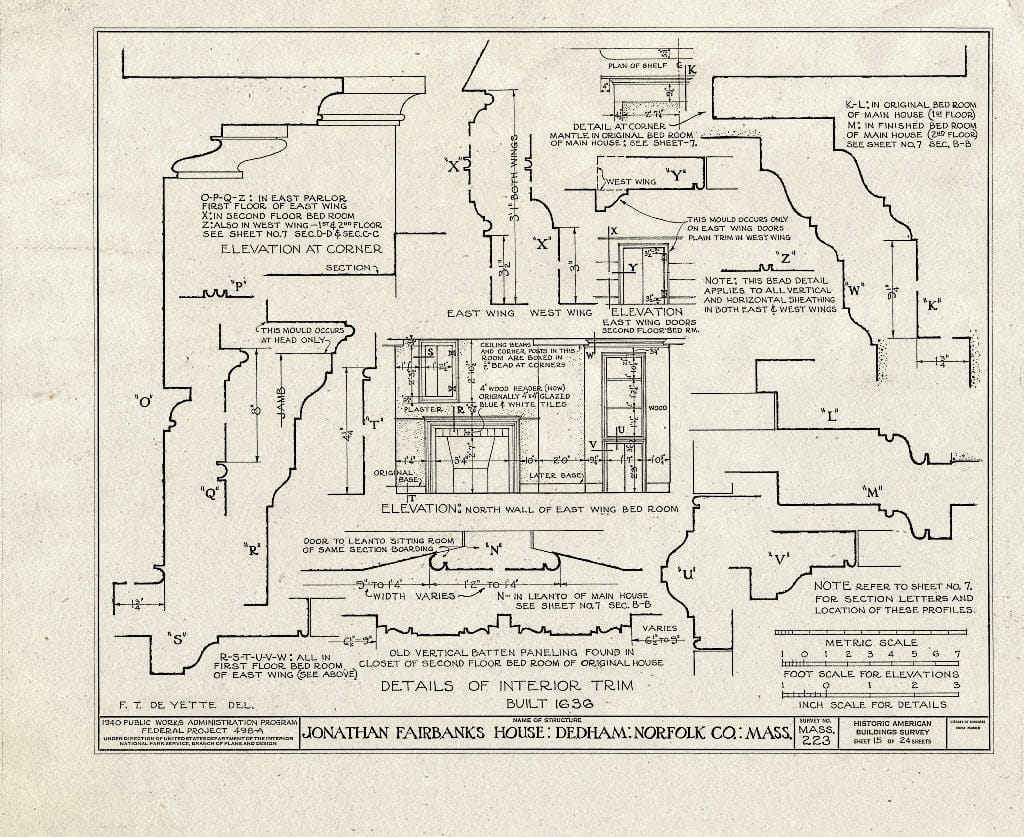 Blueprint HABS Mass,11-DED,1- (Sheet 15 of 24) - Jonathan Fairbanks House, 511 East Street, Dedham, Norfolk County, MA