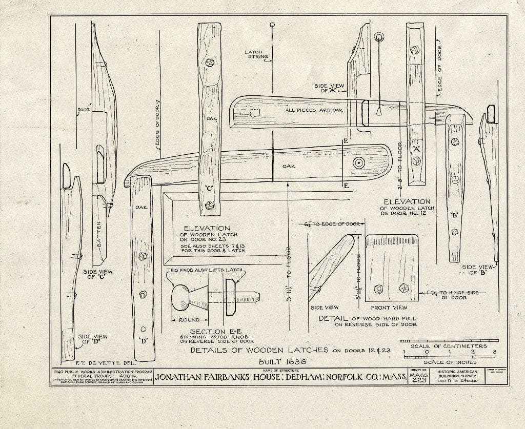 Blueprint HABS Mass,11-DED,1- (Sheet 17 of 24) - Jonathan Fairbanks House, 511 East Street, Dedham, Norfolk County, MA