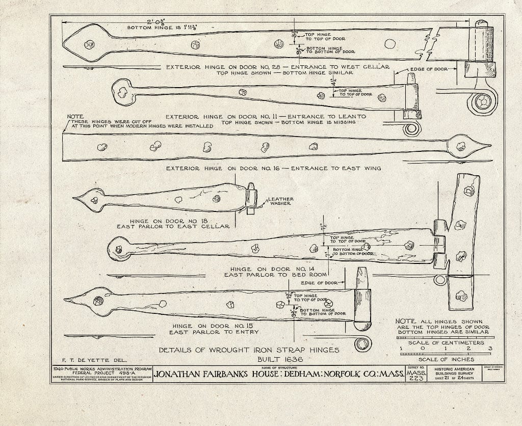 Blueprint HABS Mass,11-DED,1- (Sheet 21 of 24) - Jonathan Fairbanks House, 511 East Street, Dedham, Norfolk County, MA