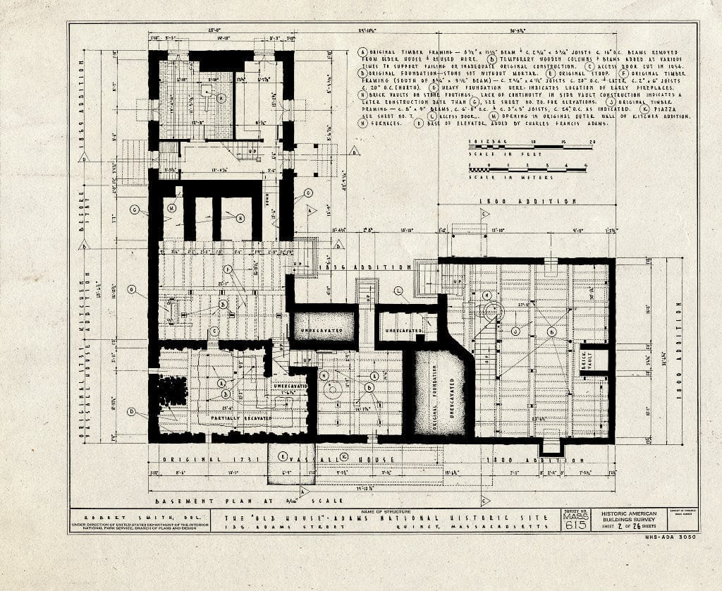 Blueprint HABS Mass,11-QUI,5- (Sheet 2 of 26) - Adams Mansion, 135 Adams Street, Quincy, Norfolk County, MA