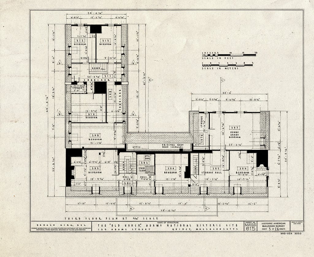 Blueprint HABS Mass,11-QUI,5- (Sheet 5 of 26) - Adams Mansion, 135 Adams Street, Quincy, Norfolk County, MA