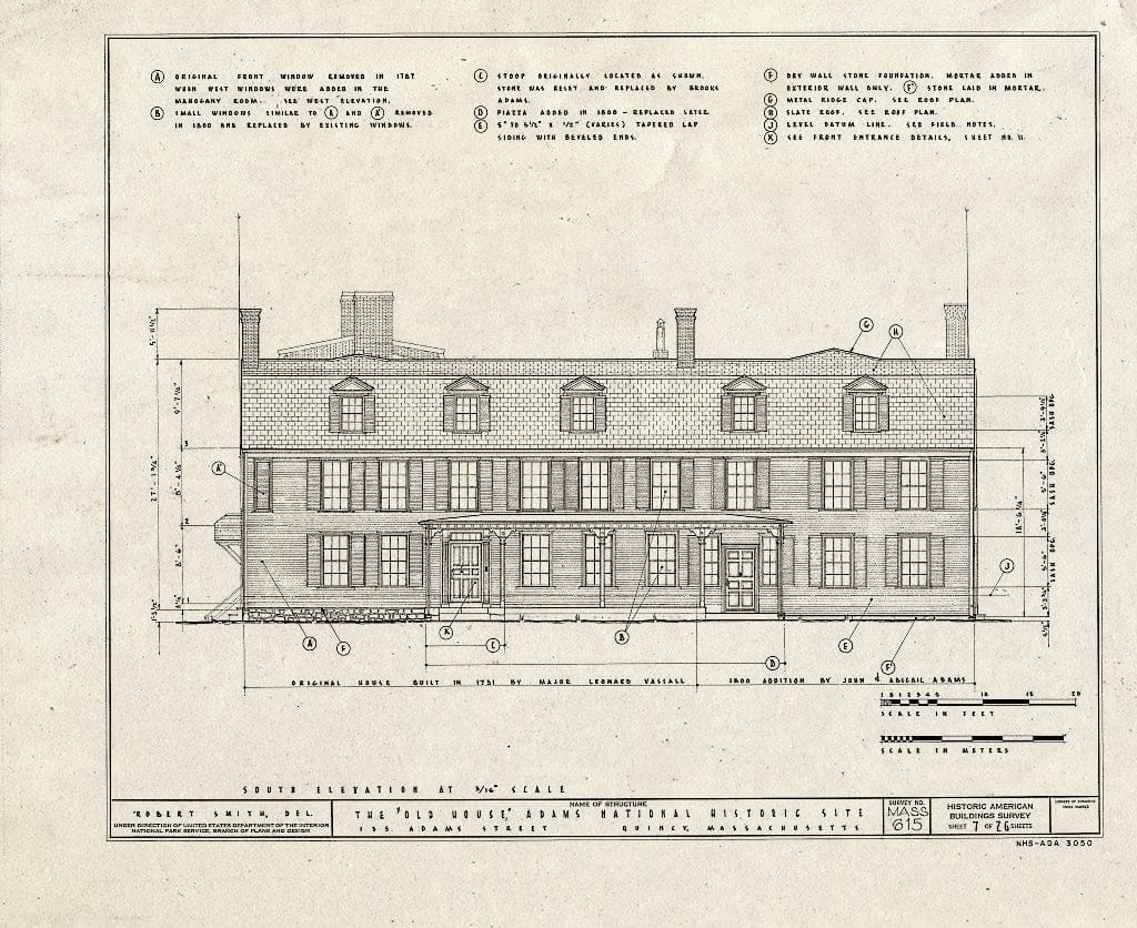 Blueprint HABS Mass,11-QUI,5- (Sheet 7 of 26) - Adams Mansion, 135 Adams Street, Quincy, Norfolk County, MA