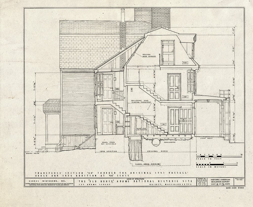 Blueprint HABS Mass,11-QUI,5- (Sheet 14 of 26) - Adams Mansion, 135 Adams Street, Quincy, Norfolk County, MA