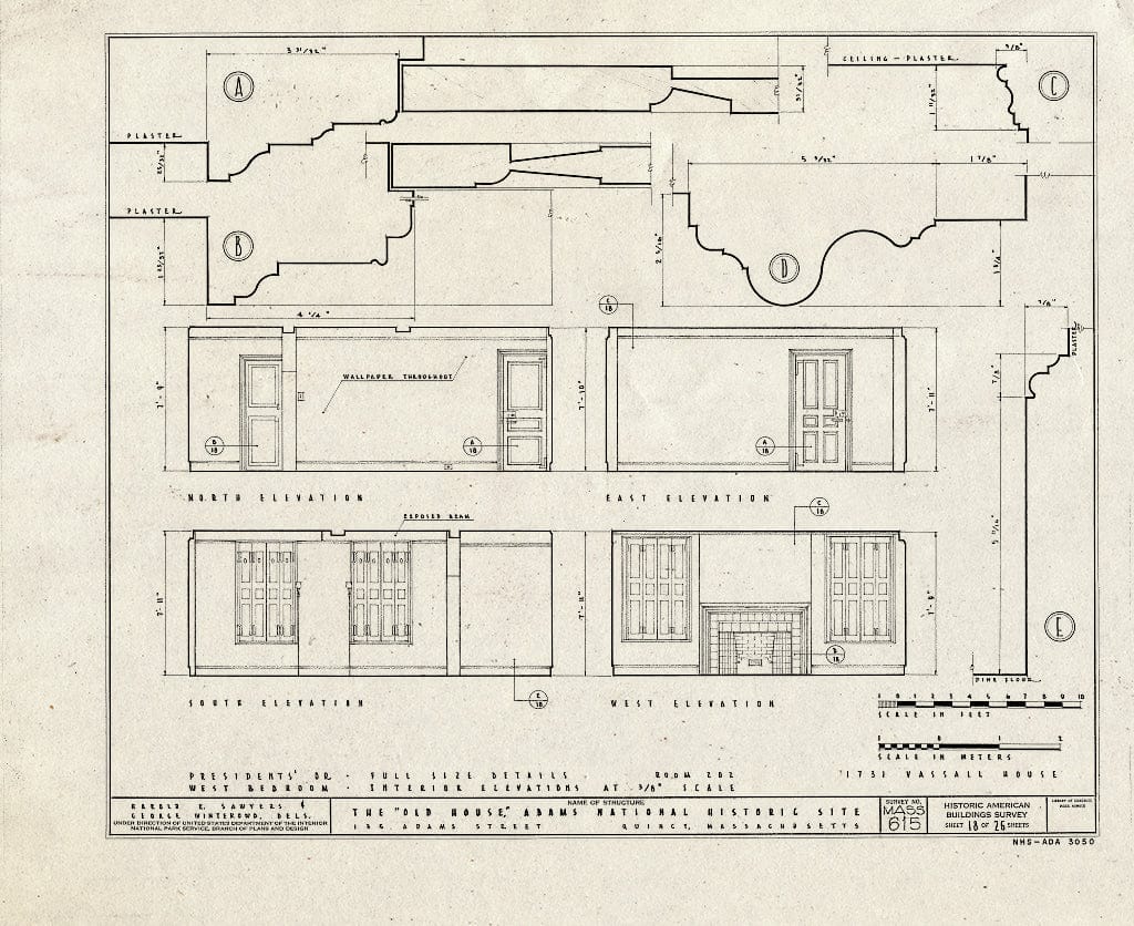 Blueprint HABS Mass,11-QUI,5- (Sheet 18 of 26) - Adams Mansion, 135 Adams Street, Quincy, Norfolk County, MA