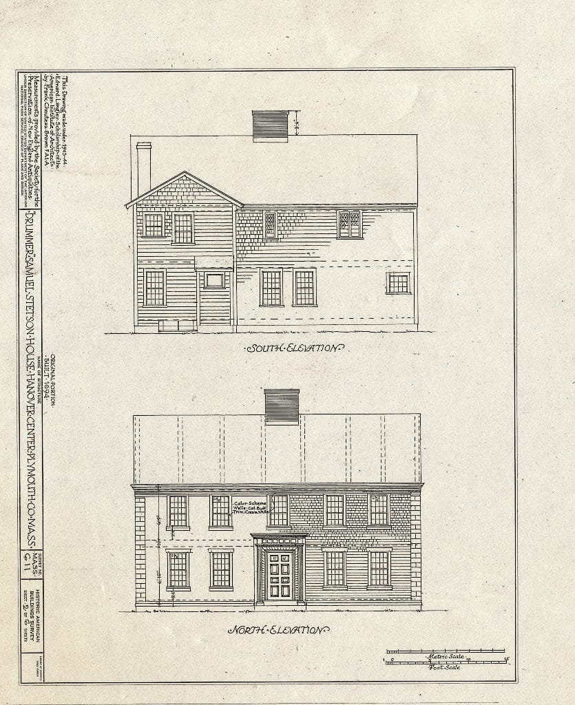 Blueprint HABS Mass,12-HANO,3- (Sheet 2 of 6) - Samuel Stetson House, Hanover Street, Hanover Center, Plymouth County, MA