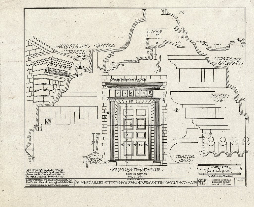 Blueprint HABS Mass,12-HANO,3- (Sheet 4 of 6) - Samuel Stetson House, Hanover Street, Hanover Center, Plymouth County, MA