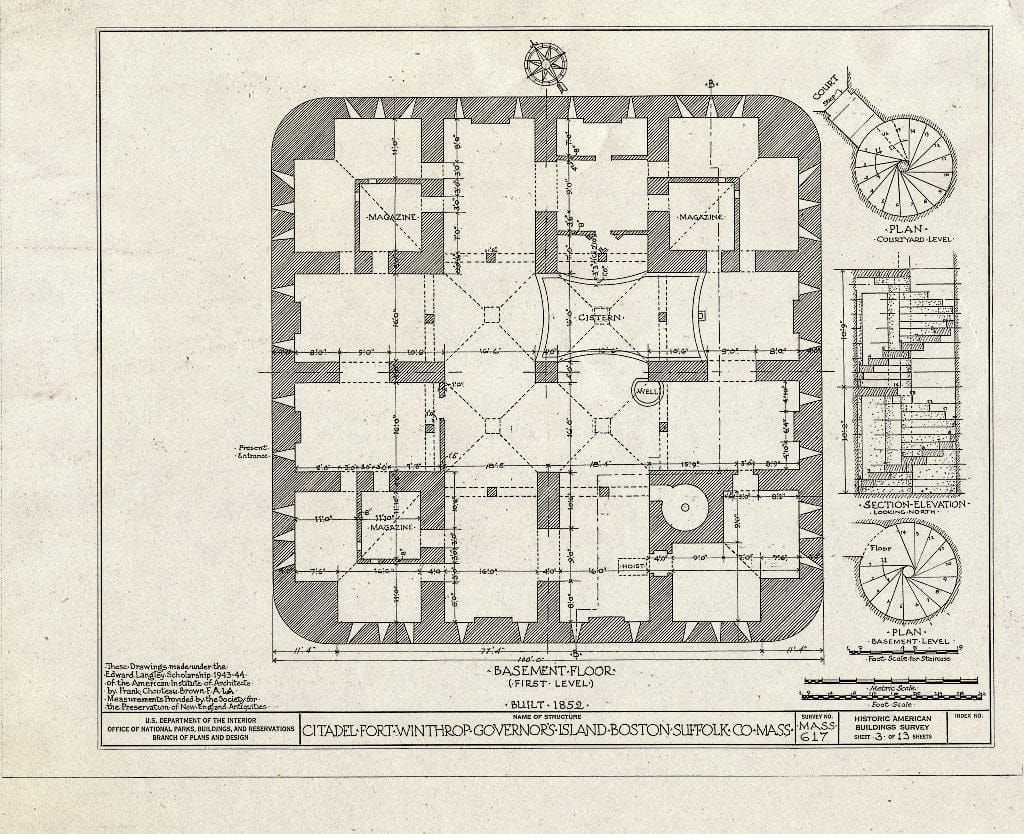 Blueprint HABS Mass,13-BOST,62- (Sheet 3 of 13) - Fort Winthrop, Citadel, Governor's Island, Boston, Suffolk County, MA