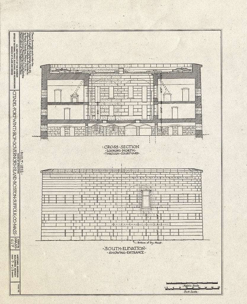 Blueprint HABS Mass,13-BOST,62- (Sheet 7 of 13) - Fort Winthrop, Citadel, Governor's Island, Boston, Suffolk County, MA