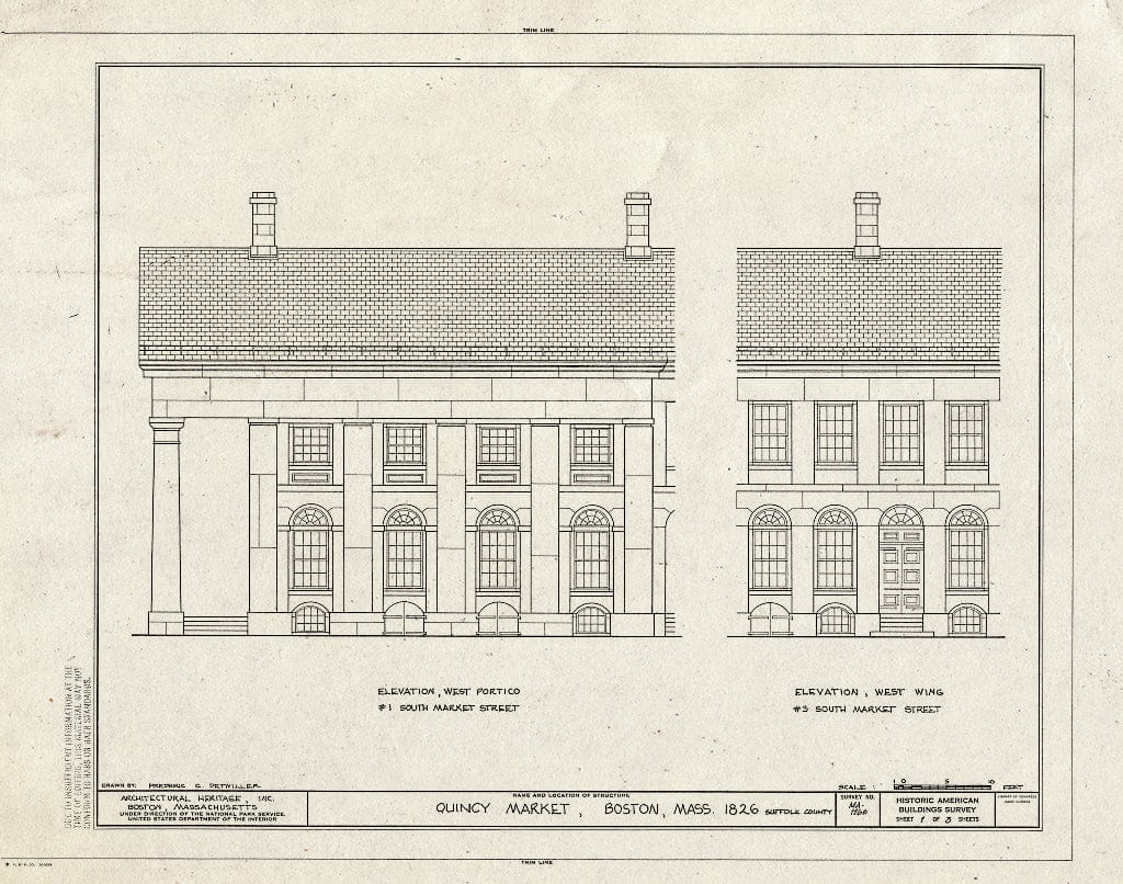 Blueprint HABS Mass,13-BOST,118- (Sheet 1 of 3) - Quincy Market, South Market Street, Boston, Suffolk County, MA