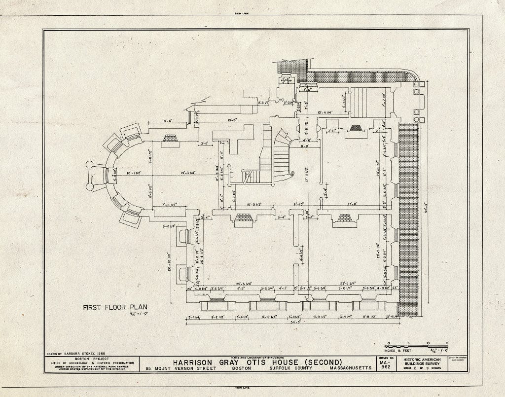 Blueprint HABS Mass,13-BOST,114- (Sheet 2 of 9) - Harrison Gray Otis House (Second), 85 Mount Vernon Street, Boston, Suffolk County, MA