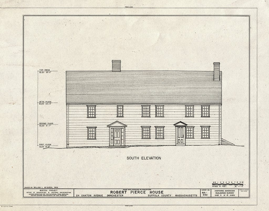 Blueprint HABS Mass,13-DORCH,7- (Sheet 6 of 10) - Robert Pierce House, 24 Oakton Avenue, Dorchester, Suffolk County, MA