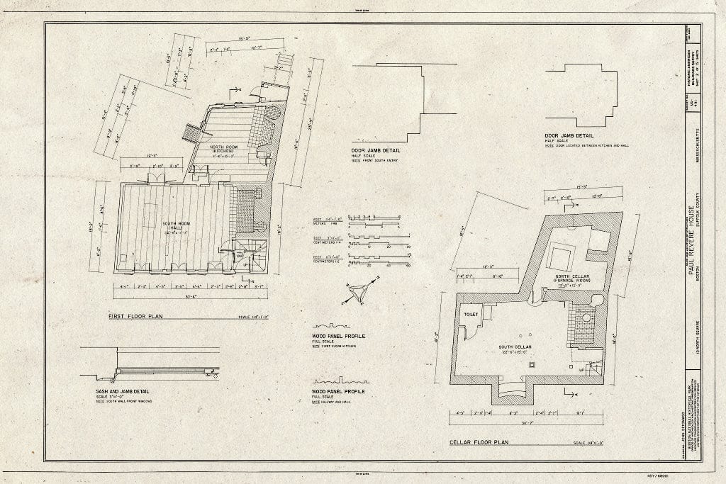 Blueprint HABS Mass,13-BOST,26- (Sheet 2 of 5) - Paul Revere House, 19 North Square, Boston, Suffolk County, MA
