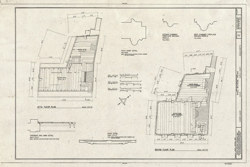 Blueprint HABS Mass,13-BOST,26- (Sheet 3 of 5) - Paul Revere House, 19 North Square, Boston, Suffolk County, MA