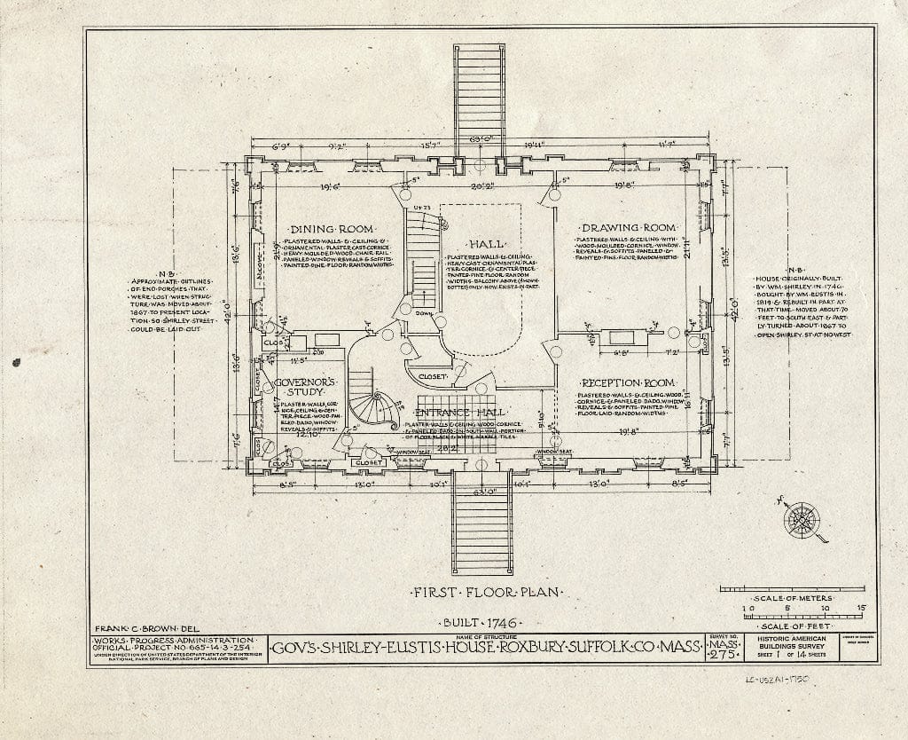 Blueprint HABS Mass,13-ROX,9- (Sheet 1 of 14) - Shirley-Eustis House, 33 Shirley Street, Boston, Suffolk County, MA