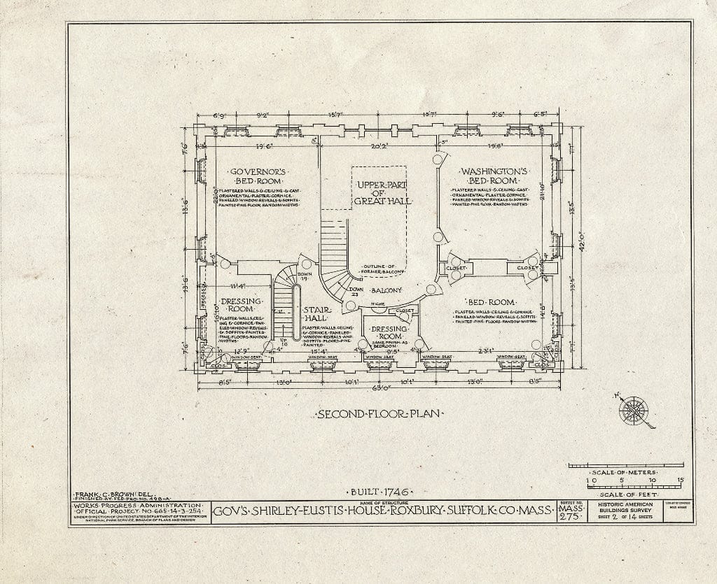 Blueprint HABS Mass,13-ROX,9- (Sheet 2 of 14) - Shirley-Eustis House, 33 Shirley Street, Boston, Suffolk County, MA