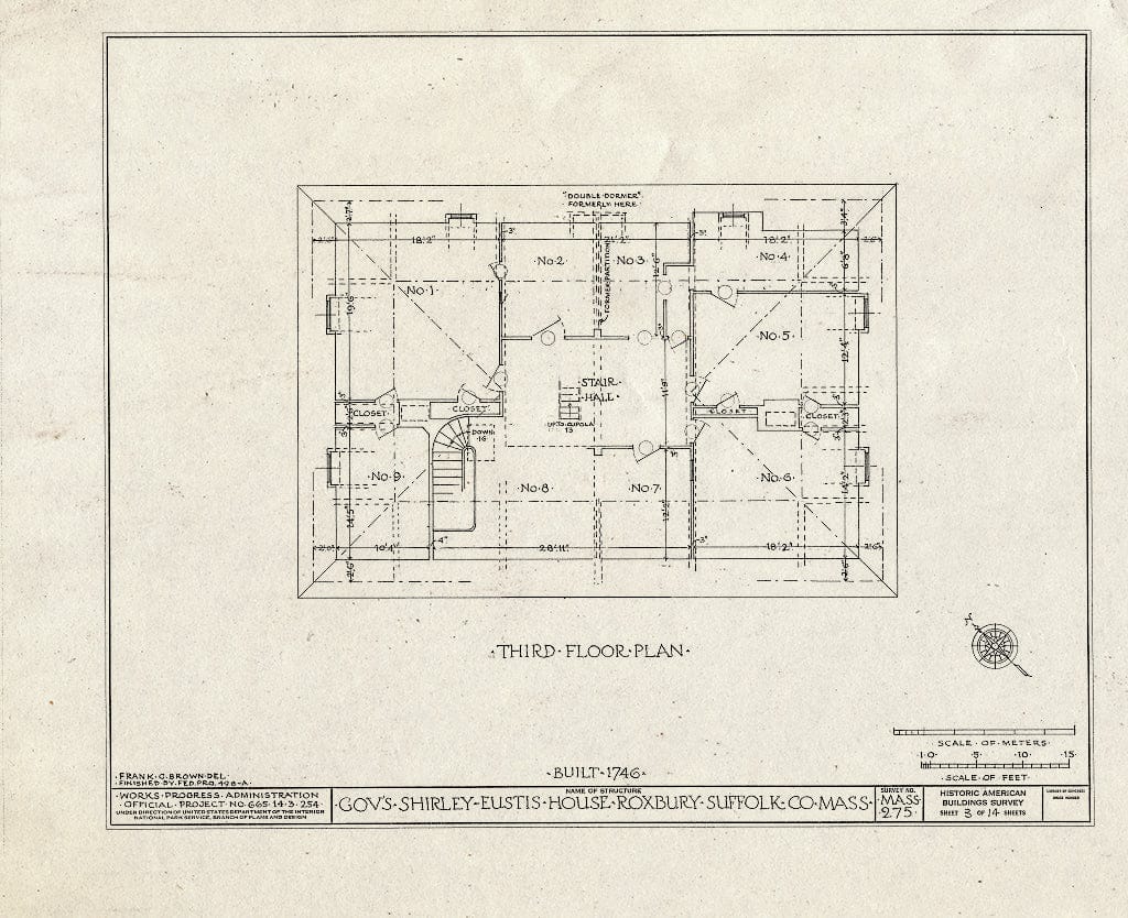 Blueprint HABS Mass,13-ROX,9- (Sheet 3 of 14) - Shirley-Eustis House, 33 Shirley Street, Boston, Suffolk County, MA