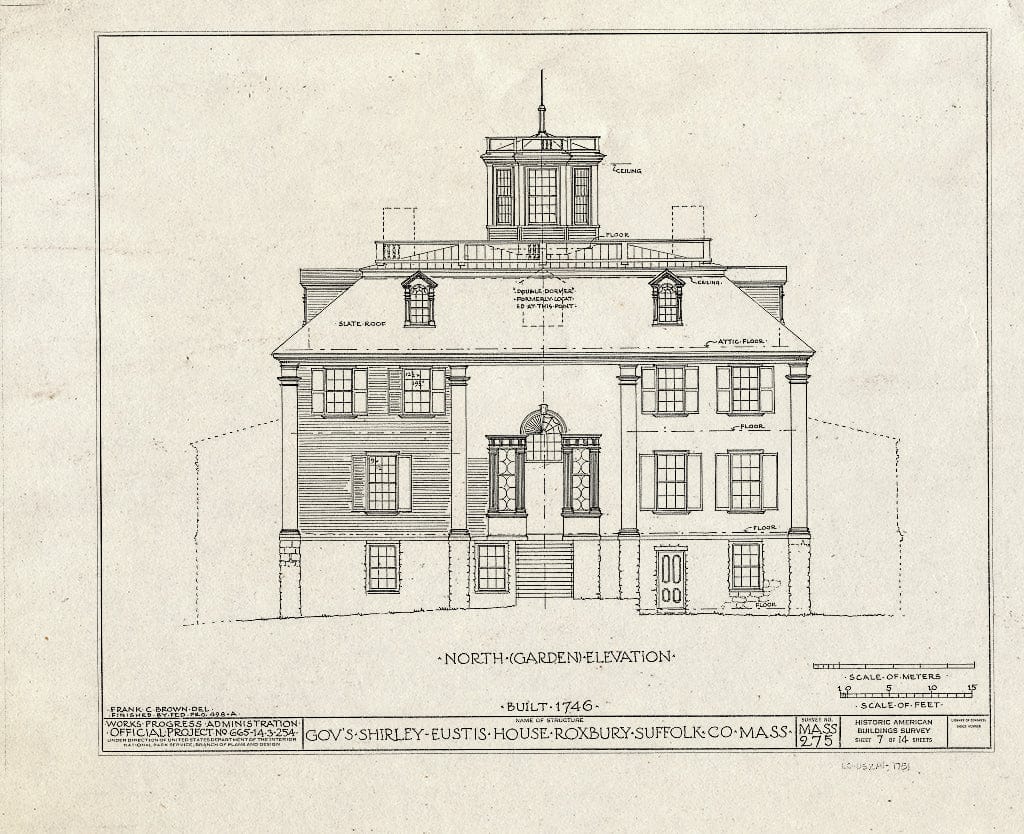 Blueprint HABS Mass,13-ROX,9- (Sheet 7 of 14) - Shirley-Eustis House, 33 Shirley Street, Boston, Suffolk County, MA