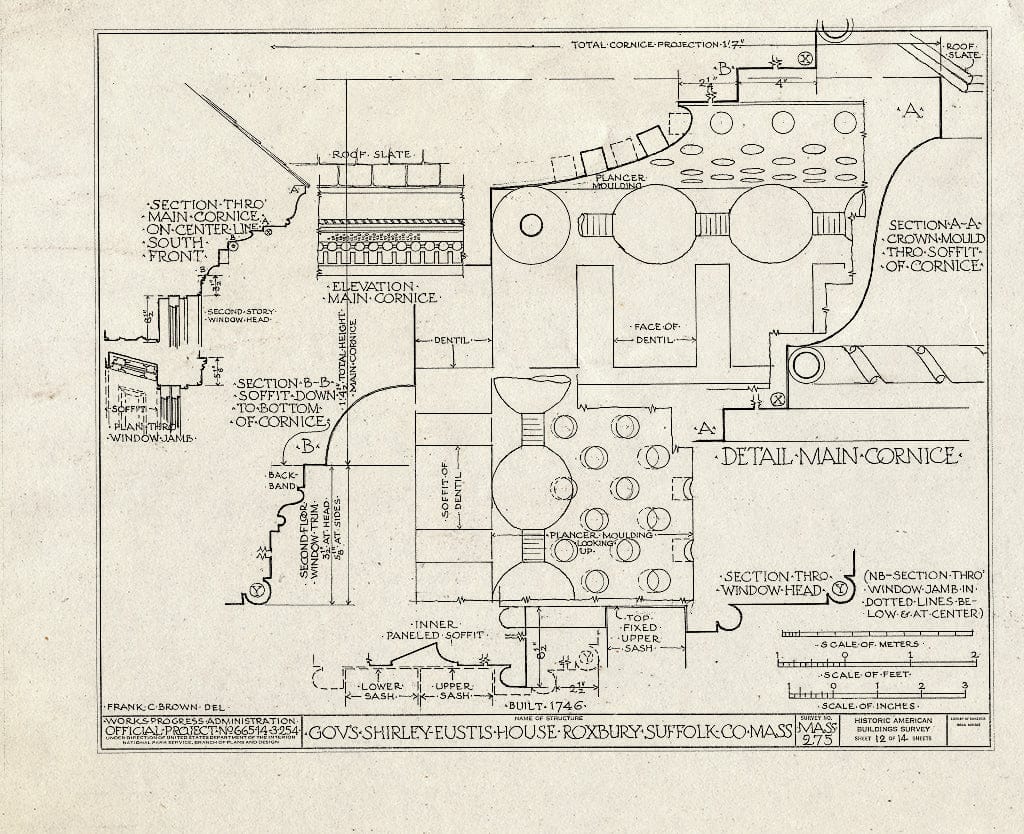 Blueprint HABS Mass,13-ROX,9- (Sheet 12 of 14) - Shirley-Eustis House, 33 Shirley Street, Boston, Suffolk County, MA