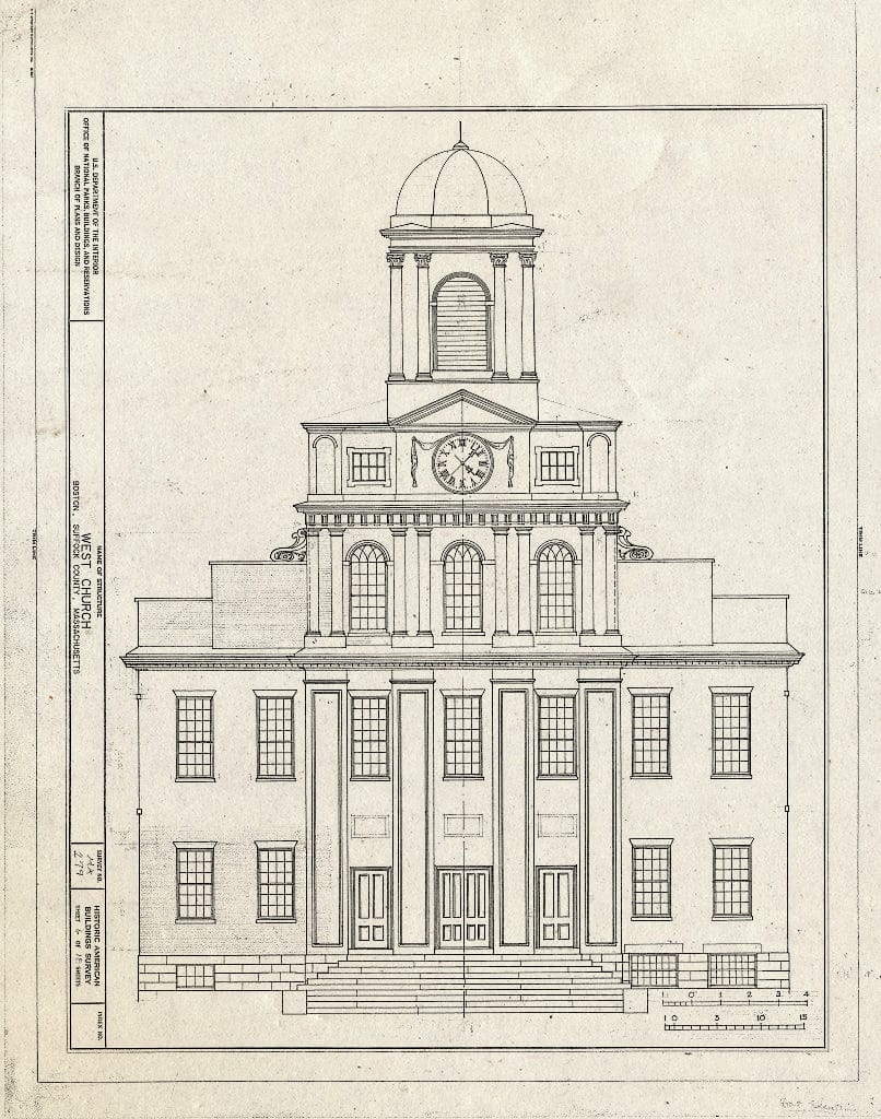 Blueprint HABS Mass,13-BOST,4- (Sheet 6 of 18) - West Church, 131 Cambridge Street, Boston, Suffolk County, MA