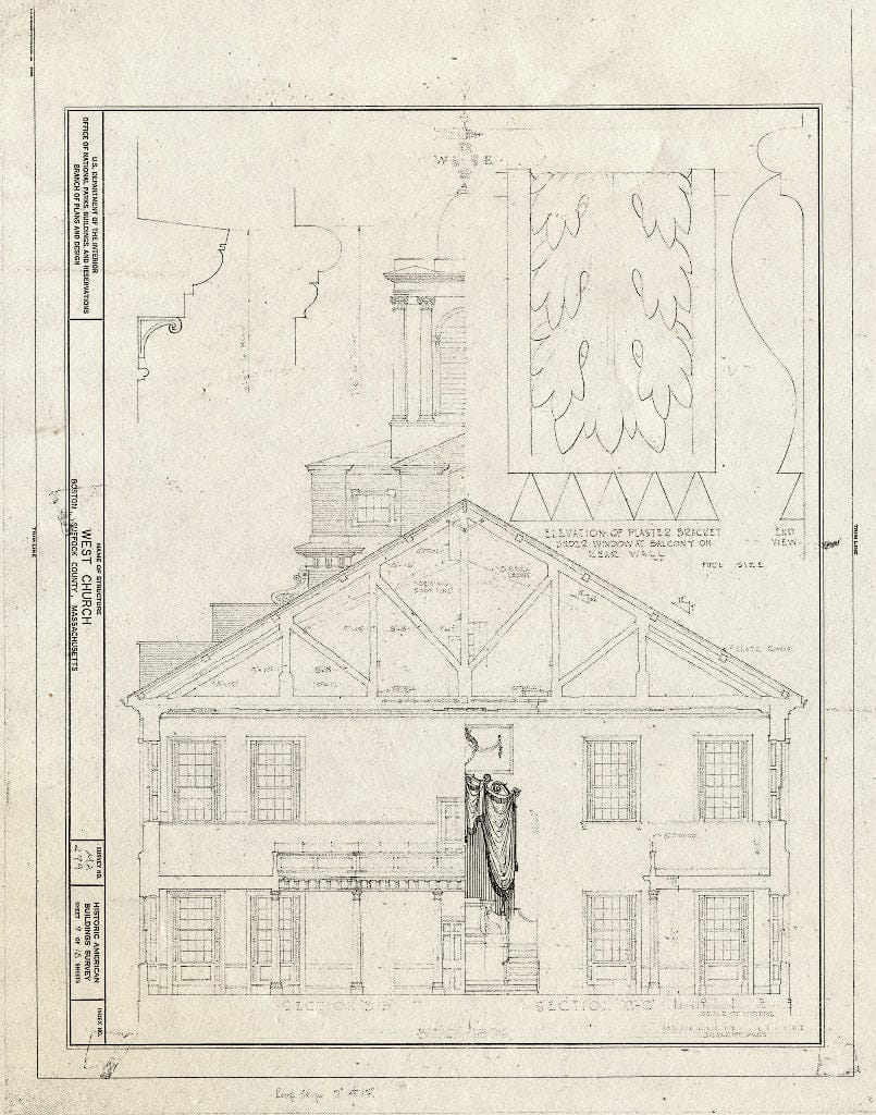 Blueprint HABS Mass,13-BOST,4- (Sheet 9 of 18) - West Church, 131 Cambridge Street, Boston, Suffolk County, MA