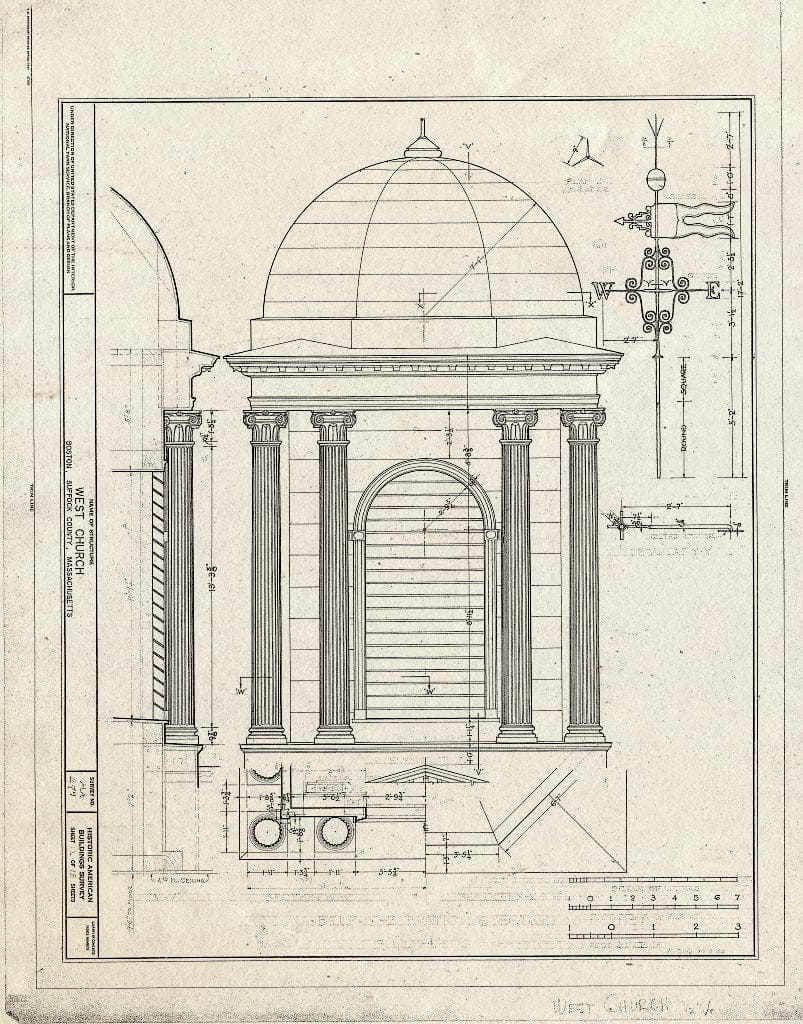 Blueprint HABS Mass,13-BOST,4- (Sheet 12 of 18) - West Church, 131 Cambridge Street, Boston, Suffolk County, MA