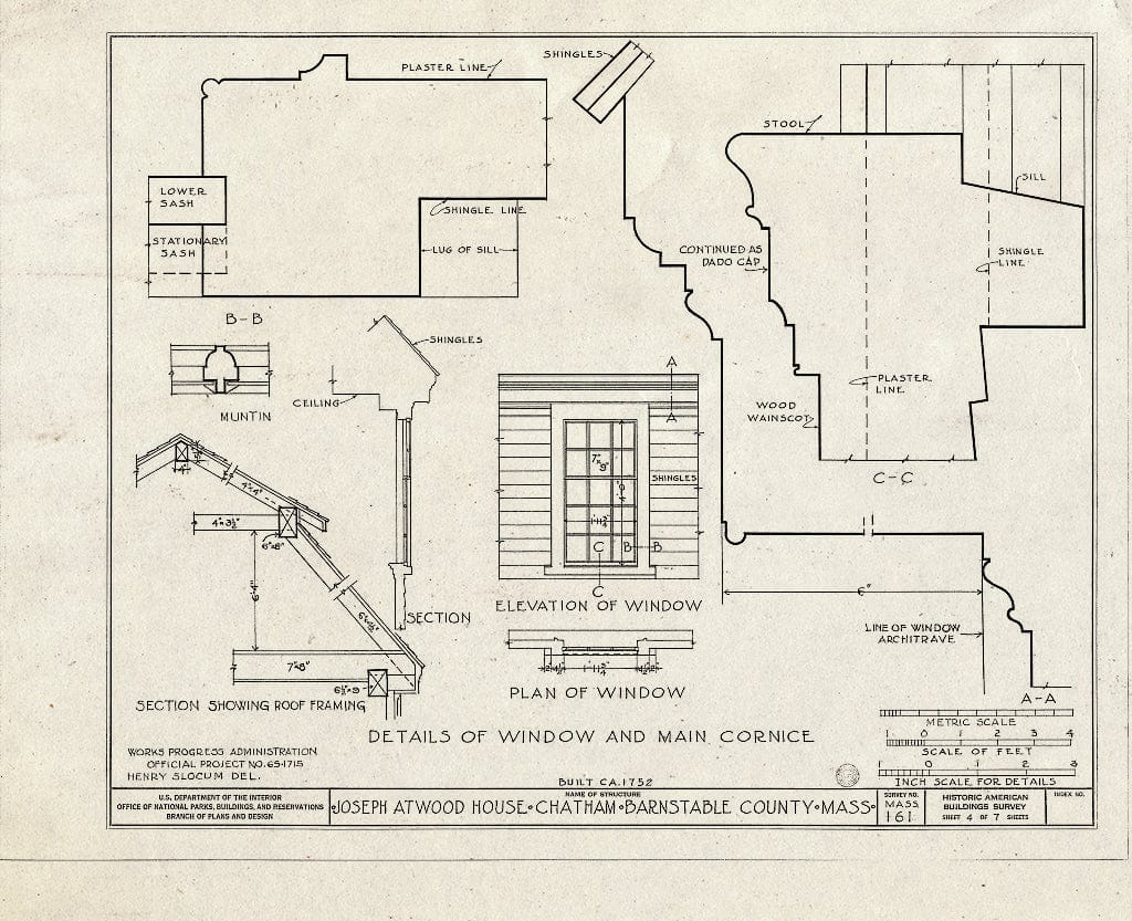 Blueprint HABS Mass,1-Chat,2- (Sheet 4 of 7) - Joseph Atwood House, Atwood Street, Chatham, Barnstable County, MA