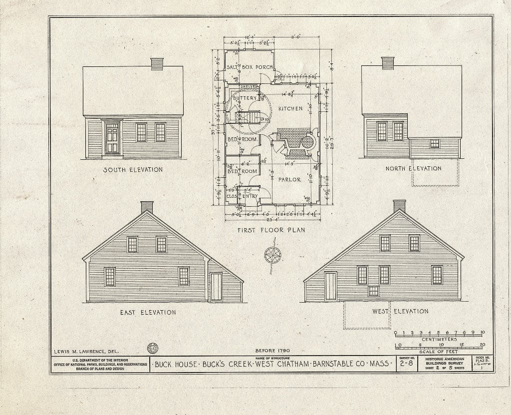 Blueprint HABS Mass,1-CHATW,1- (Sheet 2 of 5) - Buck House, Barn Hill Road, West Chatham, Barnstable County, MA