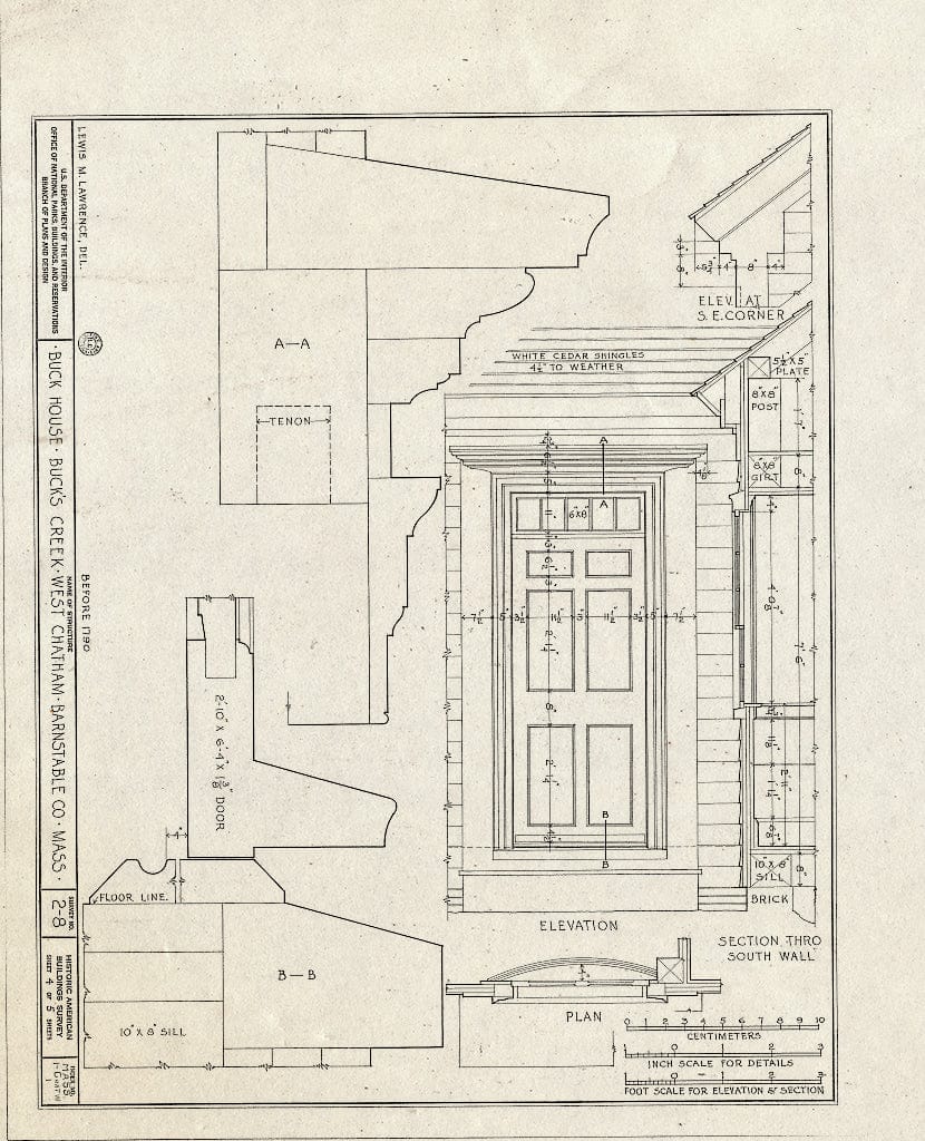 Blueprint HABS Mass,1-CHATW,1- (Sheet 4 of 5) - Buck House, Barn Hill Road, West Chatham, Barnstable County, MA