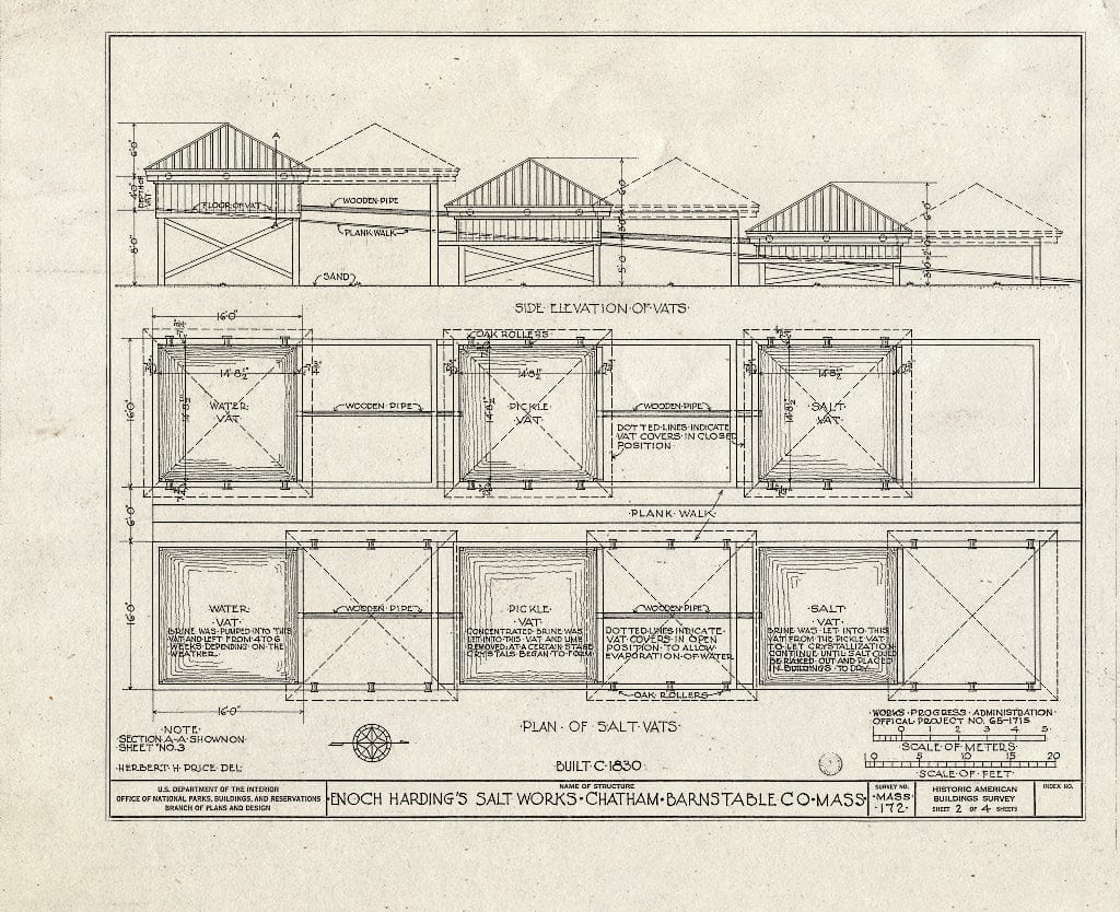 Blueprint HABS Mass,1-CHATW,2- (Sheet 2 of 4) - Enoch Harding Salt Works, Buck's Creek, West Chatham, Barnstable County, MA