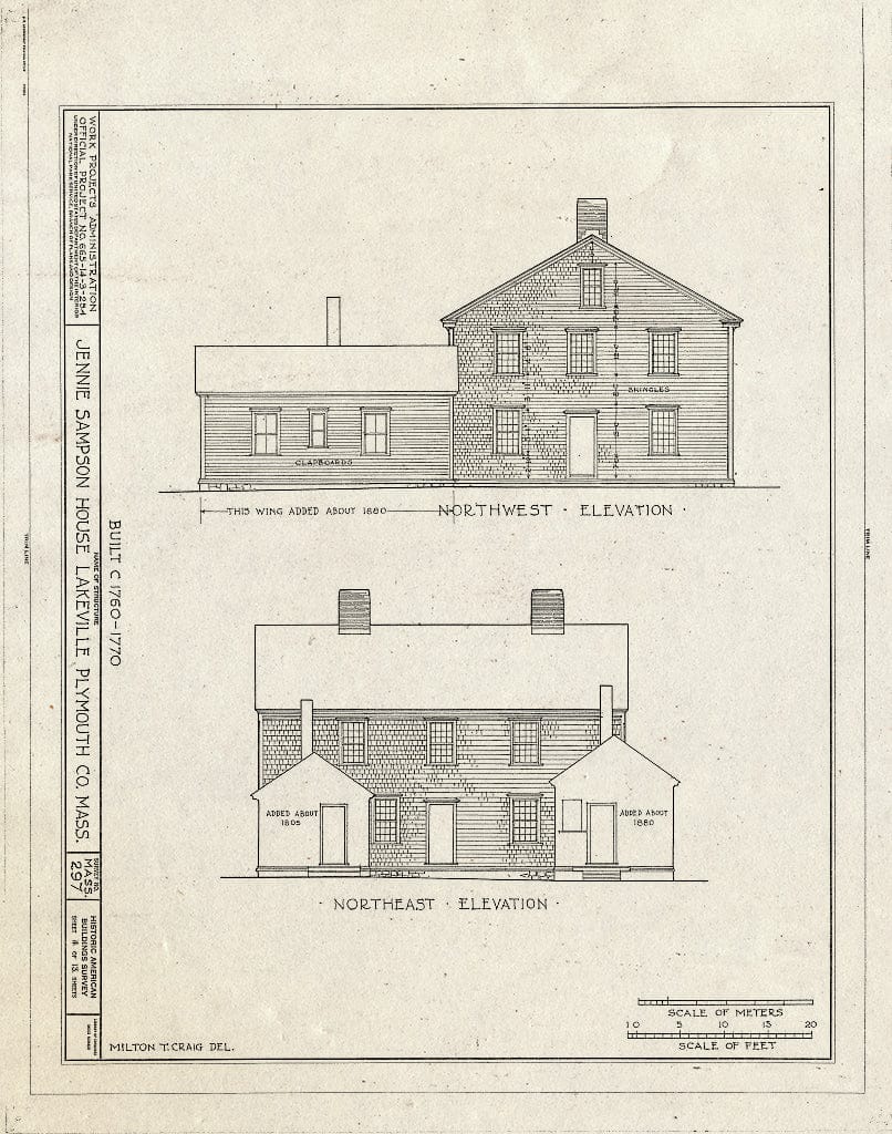 Blueprint HABS Mass,12-LAKVI,2- (Sheet 4 of 13) - Jennie Sampson House, Main Street (Moved to Cotchpinicutt Road, North Chatham, MA), Lakeville, Plymouth County, MA