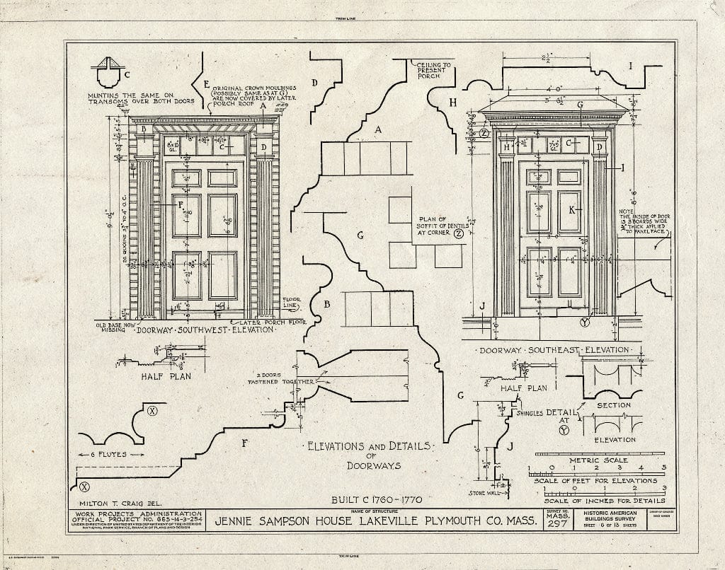 Blueprint HABS Mass,12-LAKVI,2- (Sheet 6 of 13) - Jennie Sampson House, Main Street (Moved to Cotchpinicutt Road, North Chatham, MA), Lakeville, Plymouth County, MA
